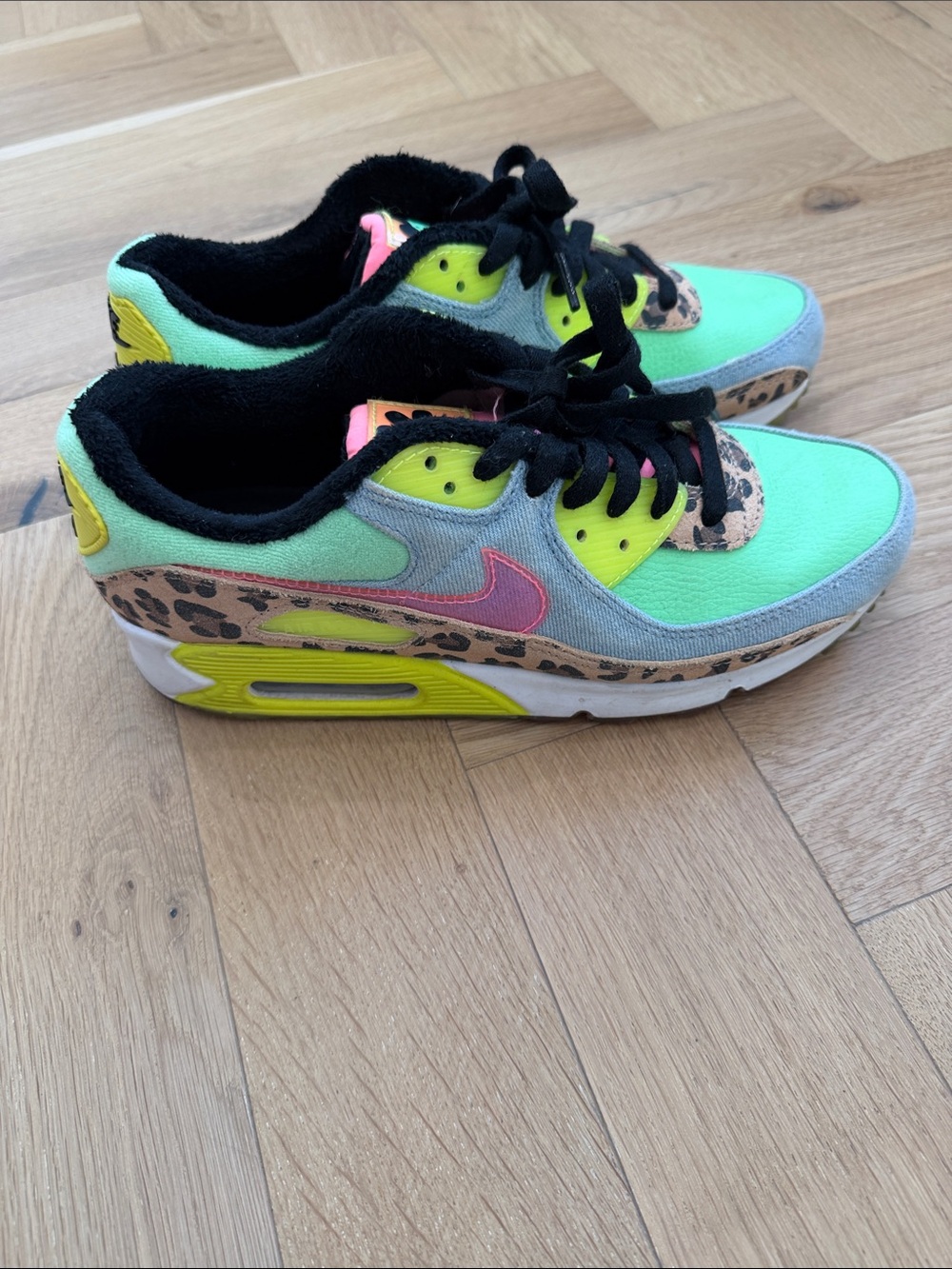Nike Neon Green, Pink & Yellow Leopard Accent Athletic Sneakers